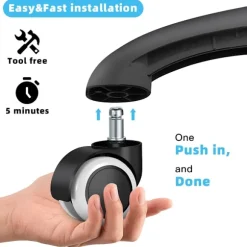 Kontorstol Caster Wheels Udskiftning (Sæt med 5), 2 tommer, Universa