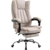 Kontorstol Drejestol Skrivebordsstol Med Tilbagelænet Funktion Fodstøtte Højdejusterbar Mikrofiber Beige + Sort + Sølv 63 X 71 X 110-118 Cm