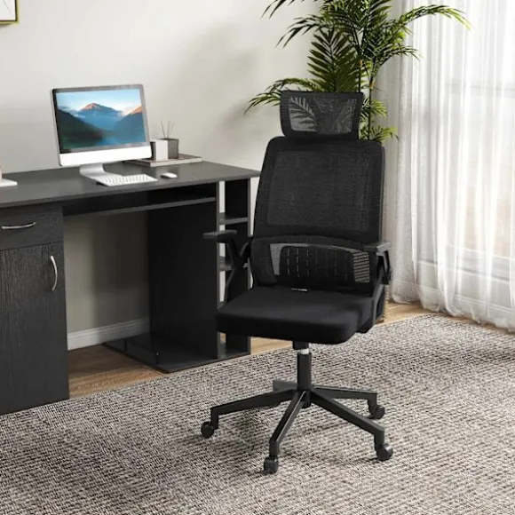 Kontorstol Ergonomisk Skrivebordsstol Justerbar Nakkestøtte Armlæn Højdejusterbar Computerstol Drejestol Vippefunktion