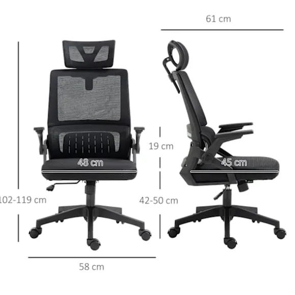 Kontorstol Ergonomisk Skrivebordsstol Justerbar Nakkestøtte Armlæn Højdejusterbar Computerstol Drejestol Vippefunktion