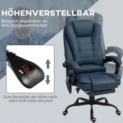 Kontorstol med 7-punkts massage, ergonomisk kontorstol med lænefunktion, højdejusterbar chefstol med fjernbetjening, 120 kg bæreevne, til studie, kont | Fyndiq