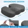 Kontorstolsædehynde, ekstra stor memory foam-hynde, ergonomisk designet til at lindre iskias og smerter forårsaget af langvarig siddende, sort.
