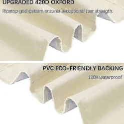Kraftig 420d Oxford Rund Have Rattan Møbelovertræk Vandtæt Indendørs Udendørs Cirkulær Beige 185 x 110 cm
