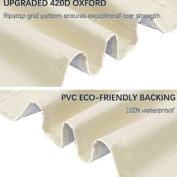 Kraftig 420d Oxford Rund Have Rattan Møbelovertræk Vandtæt Indendørs Udendørs Cirkulær Beige 185 x 110 cm