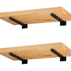 Kraftige flydende hyldeknægte - 20 cm blind sort industriel metalhylde