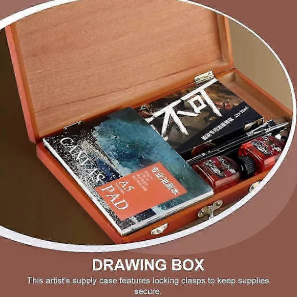 Kunstner Opbevaringsboks Træ Kunstner Værktøj Pensel Opbevaringsboks Holder Etui Organizer til Pasteller Blyanter Smykker Makeup DIY Håndværk