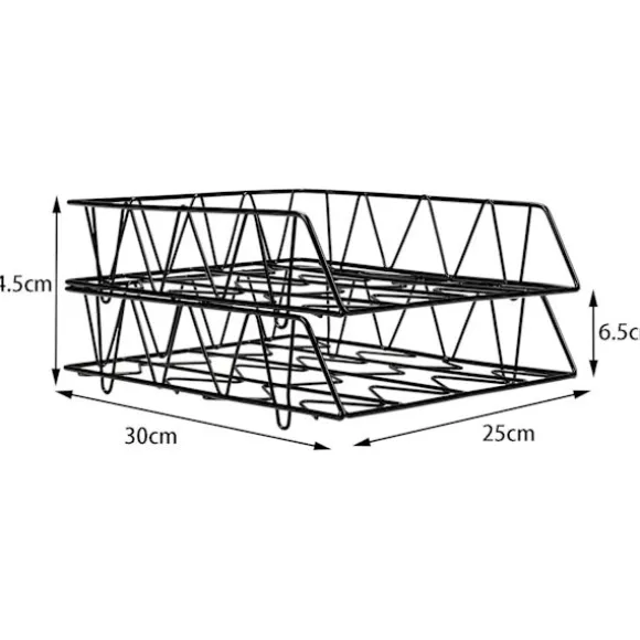 2-lags A4 Metal Brevbakker Stabelbar Kontorbord Organizer Hylde Filholder Magasinholder Papir Organizer Sort Black Style 2