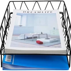 2-lags A4 Metal Brevbakker Stabelbar Kontorbord Organizer Hylde Filholder Magasinholder Papir Organizer Sort Black Style 2