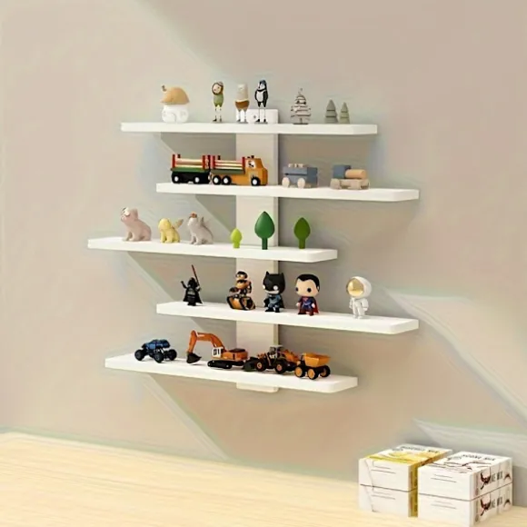 5-lags justerbar vægmonteret displayhylde | Velegnet til actionfigurer, byggeklodser og samleobjekter - Moderne opbevaringsreol til boligindretning White | Fyndiq
