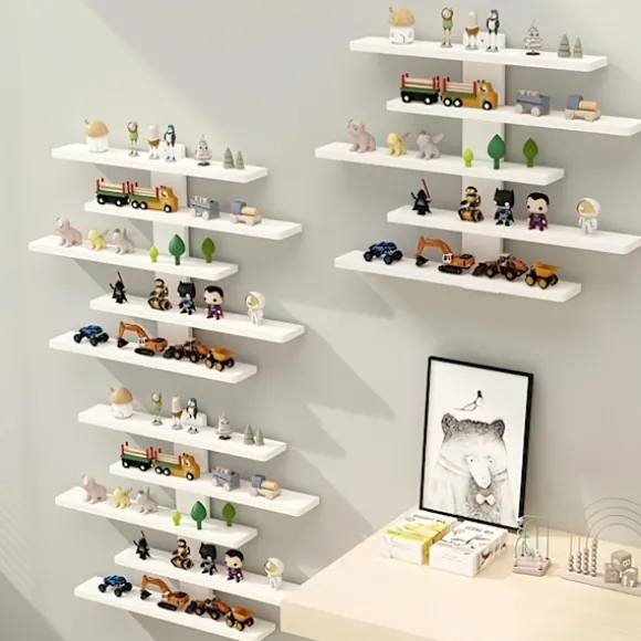 5-lags justerbar vægmonteret displayhylde | Velegnet til actionfigurer, byggeklodser og samleobjekter - Moderne opbevaringsreol til boligindretning White | Fyndiq
