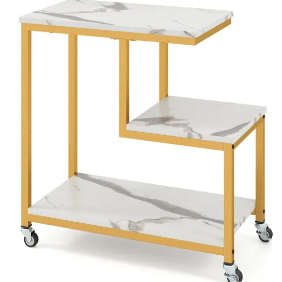 3-lags rullebord – marmorlook, G-formet design