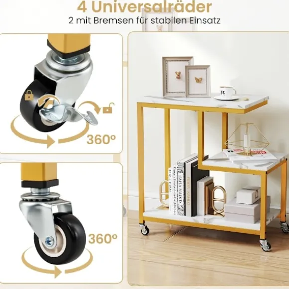 3-lags rullebord – marmorlook, G-formet design