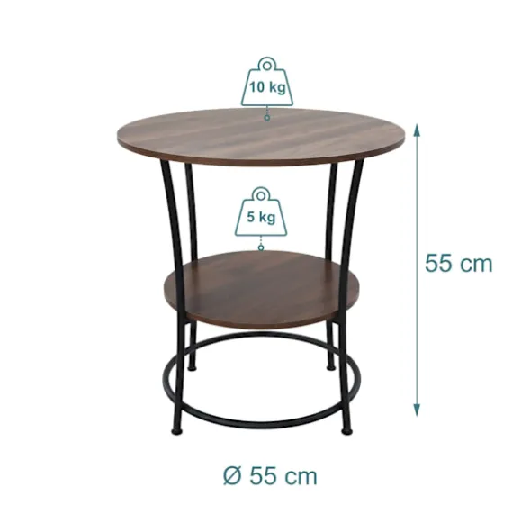 2-lags sidebord, trælignende bordplade, metalstel