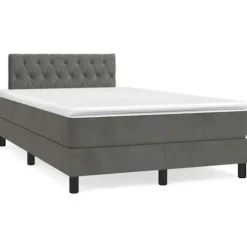 Lamelseng med madras - Eksklusivt hjem - 120x190 cm - Mørkegrå fløjl - Farvet LED-bånd
