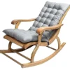 Lang Folding Recliner Gyngestol Bomulds Pude Pludset Pude Bambus Stol Pude Træ Folding Stol Høj kvalitet Pude Grå 1,2 Meter