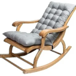 Lang Folding Recliner Gyngestol Bomulds Pude Pludset Pude Bambus Stol Pude Træ Folding Stol Høj kvalitet Pude Grå 1,2 Meter