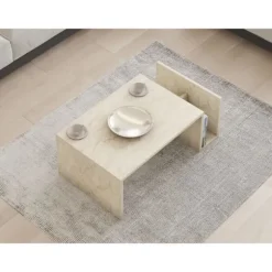 Lavbord - MEMO - Rektangulær - Marmor Travertin effekt - 86,8 x 32,4 x 50 cm Travertineffekt