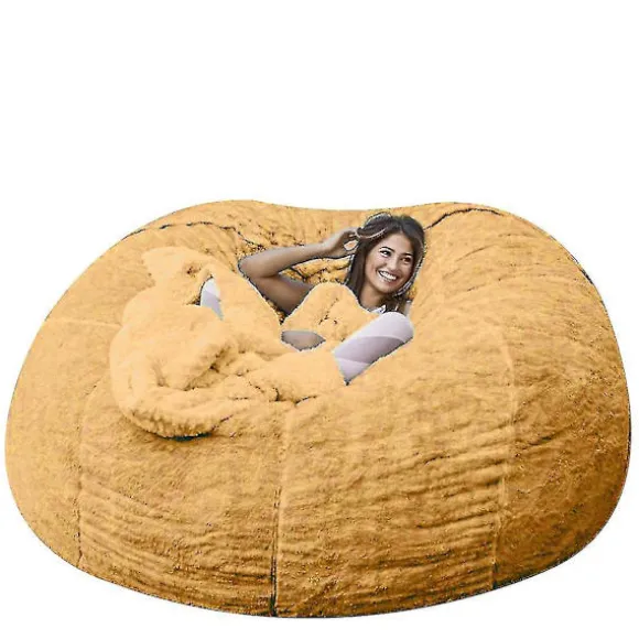 Lazy Sofa Bean Bag Kunstig Pels Bean Bag Bean Sofa yellow 150cm*75cm
