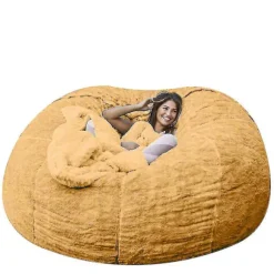 Lazy Sofa Bean Bag Kunstig Pels Bean Bag Bean Sofa yellow 150cm*75cm