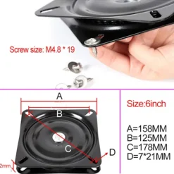 Lazy Susan firkantet leje, 16 cm, drejelig bund, til møbler, sofa, tv og barstol, sort