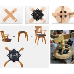 Lazy Susan firkantet leje, 16 cm, drejelig bund, til møbler, sofa, tv og barstol, sort