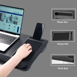 [LCS] Bærbar træ-knæbord med pude, letvægts laptopstativ til seng, knæbord med indbygget musemåtte og telefonholder