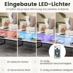 LED sofabord med marmor look & Justerbare lysfarver & Lysstyrke stuebord hvid