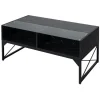 LED sofabord med marmor look & justerbare lysfarver & Lysstyrke stuebord sort