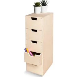 Lille Kommode - KREATIV DECO - 5 Skuffer - Naturligt Træ - 15x20,5x47 cm - Alsidig Naturlig