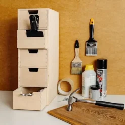 Lille Kommode - KREATIV DECO - 5 Skuffer - Naturligt Træ - 15x20,5x47 cm - Alsidig Naturlig