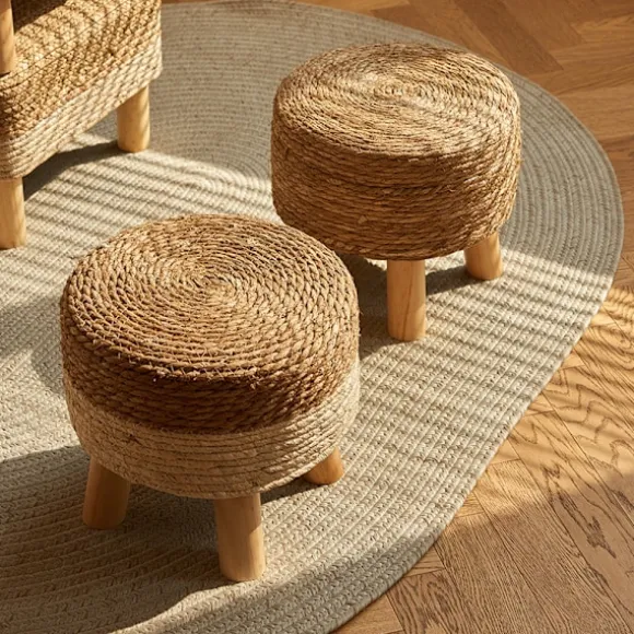 Lille osmannisk puf, fodskammel i pastoral stil, træ sofaskamler,