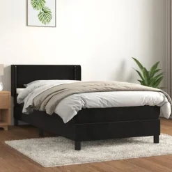 Lit - Maison Exclusive - Rammemad - Pocketfjedre madras - Sort fløjl 90x190 cm