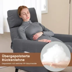 Lænestol med justerbar ryglæn og fodstøtte, mørkegrå