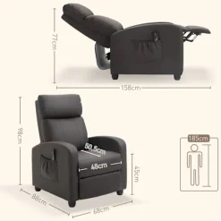 Lænestol med massagefunktion, justerbar ryglæn, kunstlæder