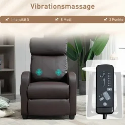 Lænestol med massagefunktion, justerbar ryglæn, kunstlæder