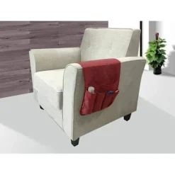 Lænestol TV Fjernbetjeningsholder, Fremstillet af Non-Woven Stof, 5 Lommer Lænestolslomme Til Smartphone, Bøger, Tidsskrifter, Ipad (Grå)