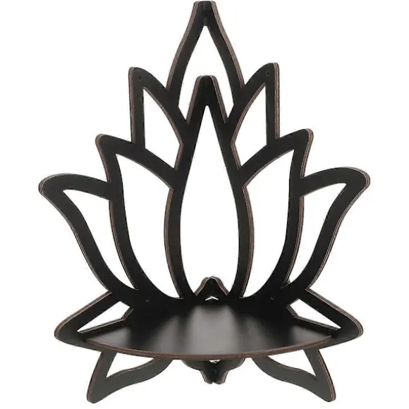Lotus Hjørnehylde Træ Vægmonteret Flydende Hylde Dekorativ Blomsterplante Display Hylde til Soveværelse