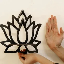 Lotus Hjørnehylde Træ Vægmonteret Flydende Hylde Dekorativ Blomsterplante Display Hylde til Soveværelse