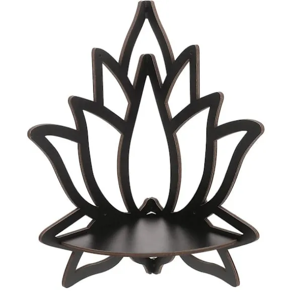Lotus Hjørnehylde Trævægmonteret Flydende Hylde Dekorativ Blomst Plante Display Hylde til Soveværelse