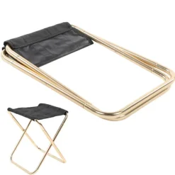 Luftfart Aluminium Legering Bærbar Camping Mini Foldeskammel Fiskestol Gylden
