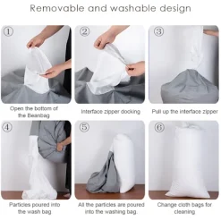 Luksuriøs Sækkestol Puf, Ergonomisk Støtte med Memory Foam, Usynlig Lynlåslukning for et Sømløst Look (Fås i Forskellige Størrelser, Blød Fløjl)