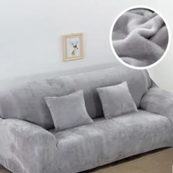 (Lysegrå) 3-personers sofabetræk - Velour - Lysegrå - 190-230 cm Light gray