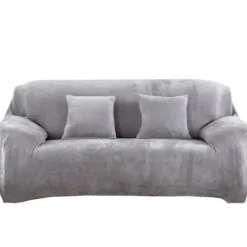 (Lysegrå) 3-personers sofabetræk - Velour - Lysegrå - 190-230 cm Light gray