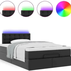 Lysende ottoman - Maison Exclusive - 120x190cm - Kunstlæder sort - Opbevaring med LED svart vit