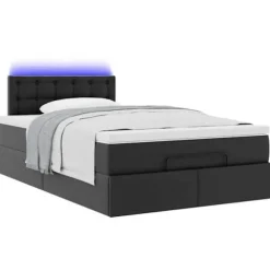 Lysende ottoman - Maison Exclusive - 120x190cm - Kunstlæder sort - Opbevaring med LED svart vit
