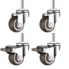 M10 Drejelige Hjul med Bremse - Kraftige Drejelige Gummihjul - Gevinddiameter: 10 mm, Længde: 25 mm - Sæt med 2 Hjul med Bremse + 2 Hjul uden
