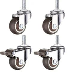 M10 Svingbare Hjul Med Bremse, Svære Gummiløbehjul, Arbejdsborde, Møbelhjul, Gevinddiameter: 10mm, Længde 25mm, 2 Med Bremse + 2