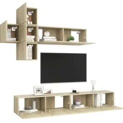 Maison Exclusive - 7 dele TV-møbel sæt Sonoma eg Ingeniørtræ sonoma ek
