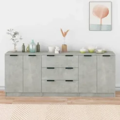 Maison Exclusive - 3 stk. buffet i grå beton og ingeniørtræ