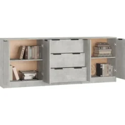 Maison Exclusive - 3 stk. buffet i grå beton og ingeniørtræ